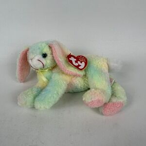 Vintage 2001 TY Beanie Babies Cottonball‎ Bunny Rabbit Mulicolor Plush 8"
